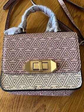 Aldo Crossbody Handbag Two Tone Brown And Tan Handle And Long Shoulder Strap